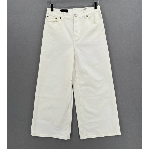 J. CREW Jeans Womens 28 White Rayner Wide Leg Cropped Denim Stretch - Picture 4 of 14